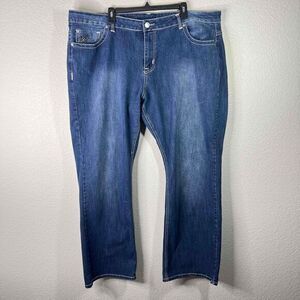 Avenue Denim Women's Blue Wash Distressed Bootcut Jeans Five Pockets Size 24A‎